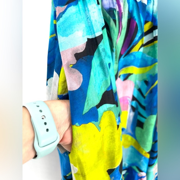 Anthropologie Sunny Hawaiian Floral Print Silk Blend Midi Dress Bohemian Size M - Picture 16 of 16